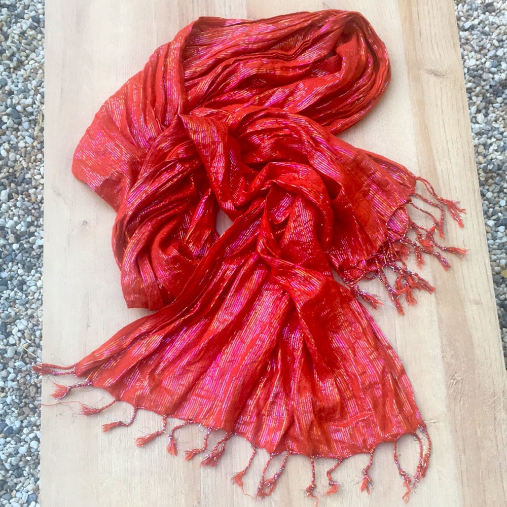 Free people bright orange shimmery scarf